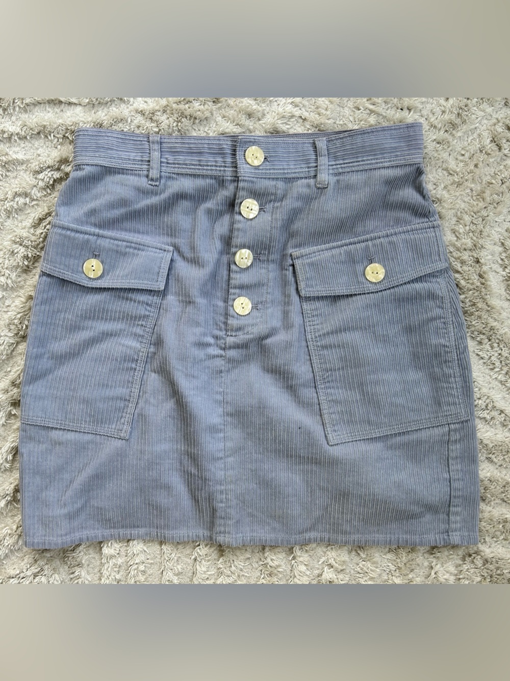 & Other Stories Button-Front Corduroy Mini Skirt — Light Blue